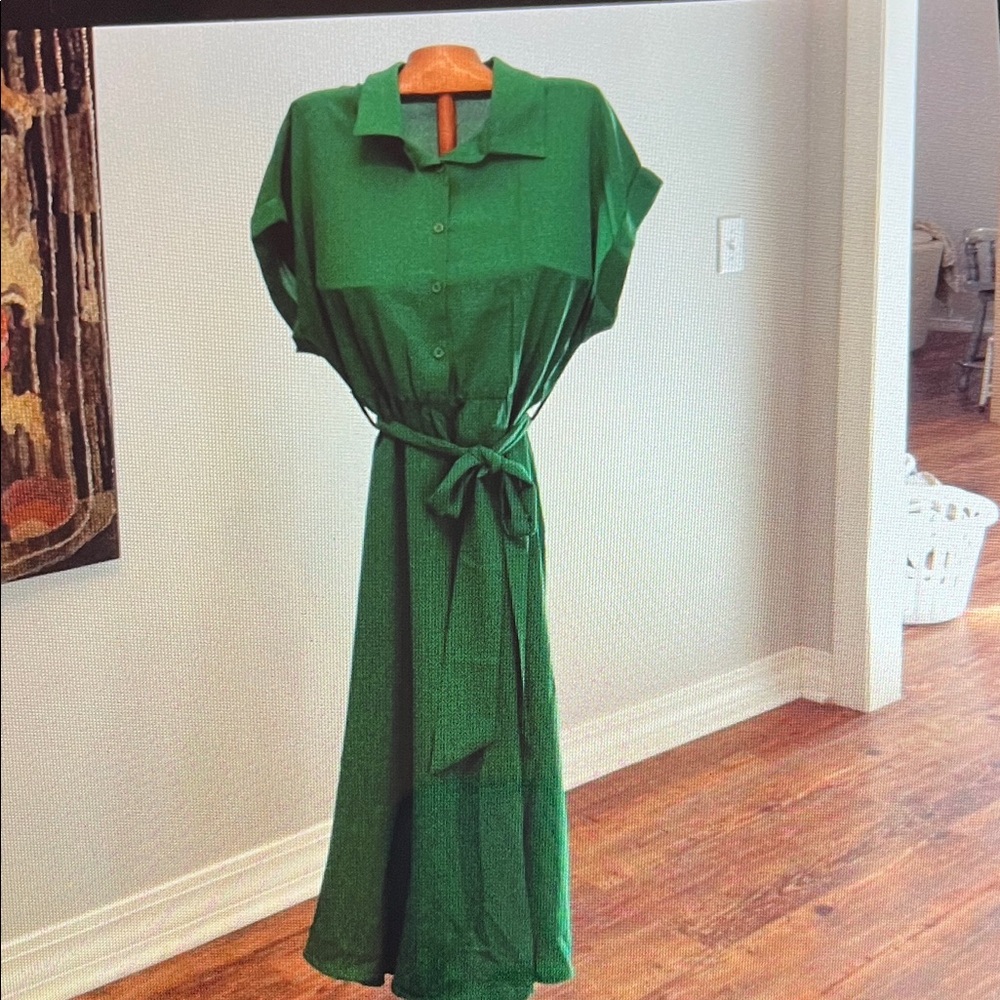 Elegant Green Shirt Dress